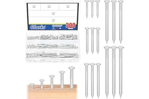 Glarks 300pcs 20/30/40/50/60mm Brick Steel Nails Kit, White Zinc Carbon Steel Hardware Nails, Finishing Nails, Brad and Pictu