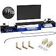 FABATO 71'' Floating TV Stand with LED Light Power Outlet, Floating Shelf for Under TV Wall Mount with Storage Shelf, Media Console Entertainment Center for Living Room, Black