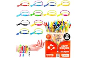 UpBrands Bi-Color 7 1/2-Inch Zipper Bracelets (12-Pack) | Kids' Trendy Dual-Tone Friendship Accessory, Perfect Fidget Toy for Classroom and Parties, Zipper Fun for All Ages