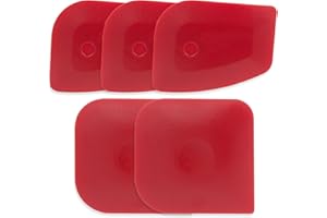 Haikole Pan Scraper 5PCS Plastic Scraper Set,Food Scraper Tool for Cast Iron, Pot and Pan Cleaning,Pan Scraper Tool for Cleaning Grease Burnt Food,Scraper Tool Kitchen (5, Red)