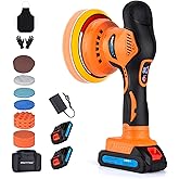 Protmex Cordless Car Buffer Polisher w/ 2x2000mAh 21V Batteries, 6 Inch Car Buffer Waxer Kit, Car Polishing Machine w/Extra 18 PCS Attachments & 6 Variable Speed