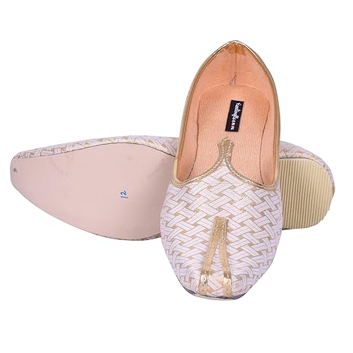 white and gold slippers