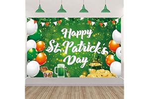 HOLIWOER Happy St.Patrick's Day Decorations Banner Backdrop for Home Office, St Patricks Shamrock Saint Patricks Day Decor Irish Luck Banner Backdrop Party Supplies, 72.8 x 43.3 inch