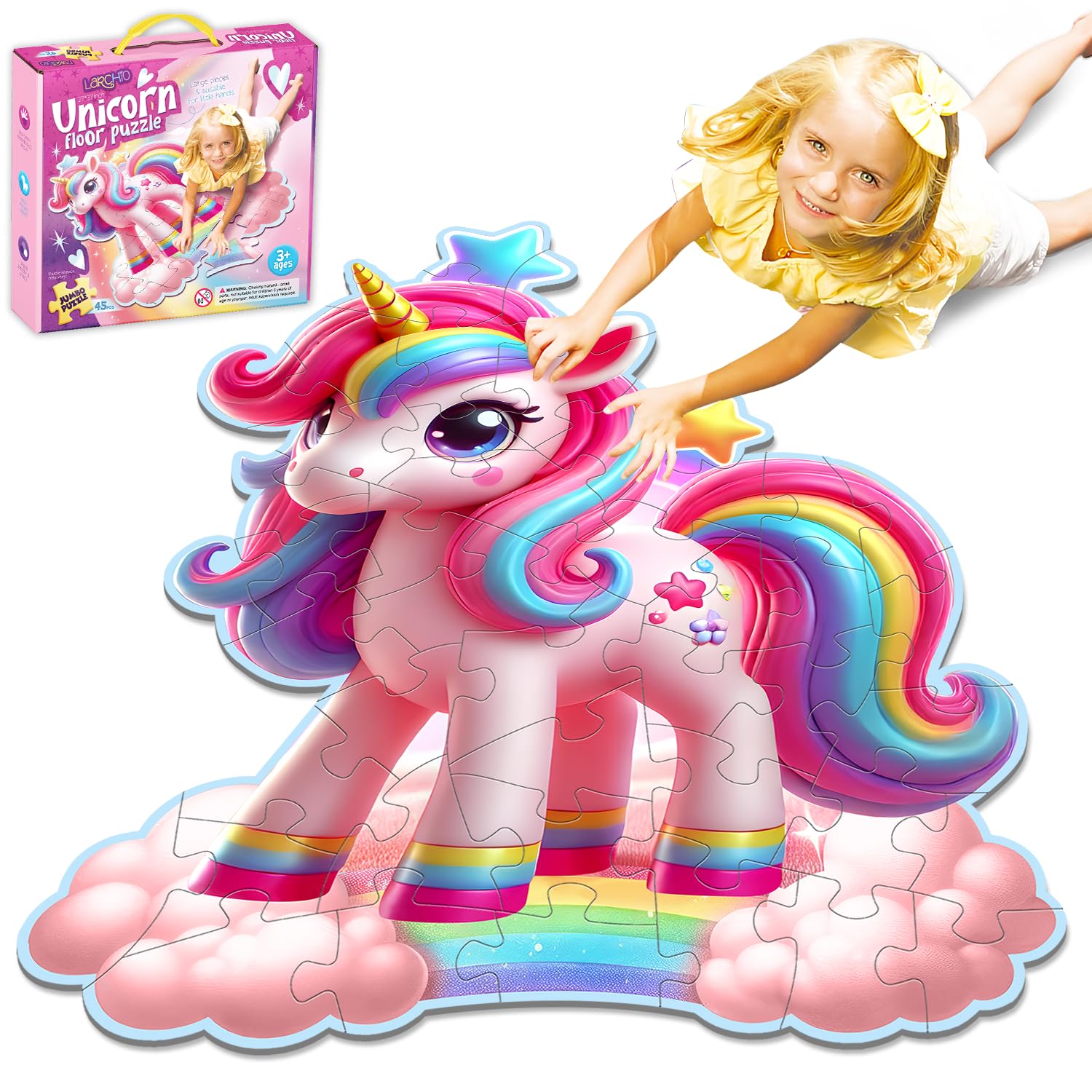 Photo 1 of Unicorn Floor Puzzles for Kids Age 4-6, 45PCS Giant Floor Puzzles Educational Jigsaw Puzzles for Kids Unicorn Gifts for Girls 4 5 6 7 8 Years Old