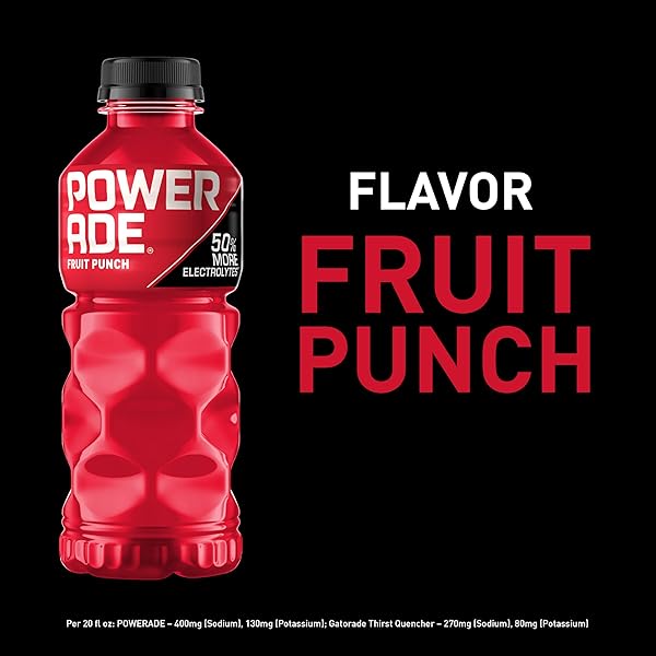 POWERADE FRUIT PUNCH, ELECTROLYTE ENHANCED SPORTS DRINK, 20 FL OZ BOTTLES, 8 PACK