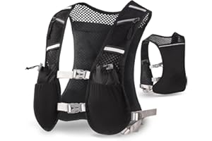 Running Vest with Pocket Breathable Lightweight Reflective Hydration Vest, Adjustable Chest Waistband Waterbottle Backpack fo