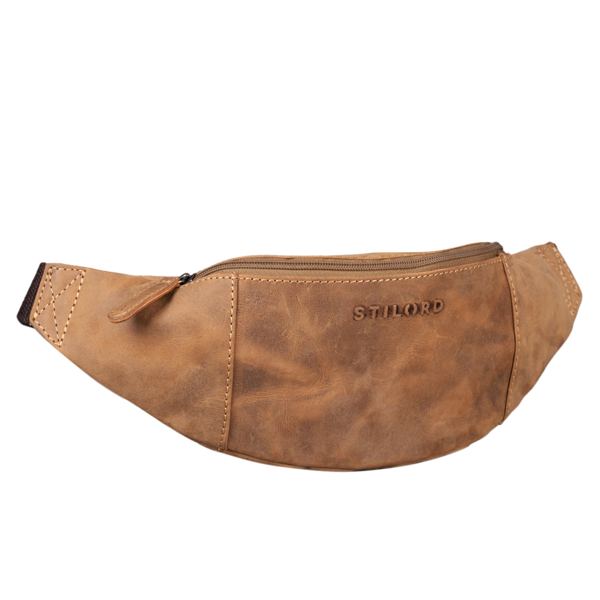 STILORD "Shawn" Large Bum Bag Leather Pouch Bag Fanny Pack Vintage Belt Bag for Men and Women Festival Travel Genuine Leather Colour:Used Look - Brown