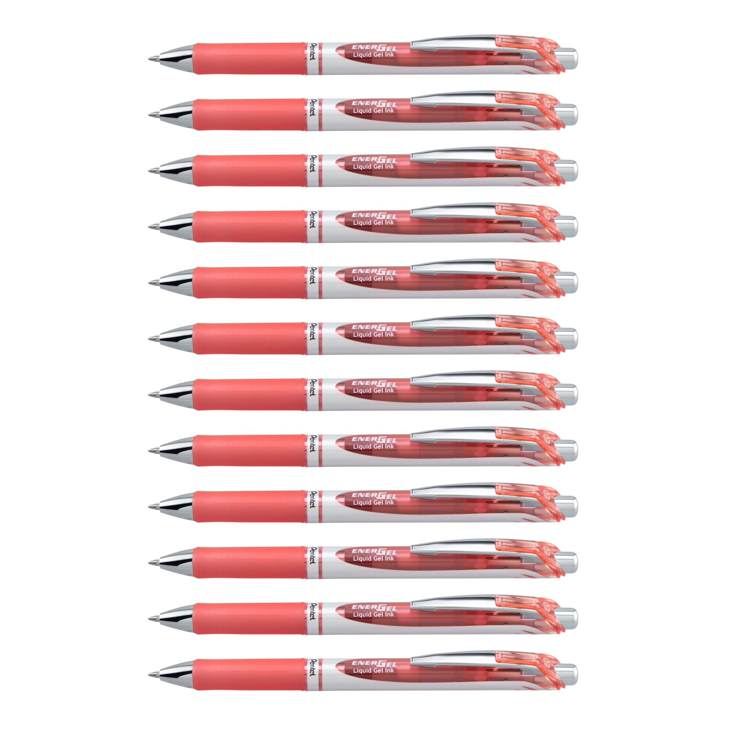 Pentel BL77-P3X EnerGel Retractable Gel Rollerball Pen - 0.7mm Ball Diameter = 0.35mm Line Width - Refillable - Pack of 12 - Coral