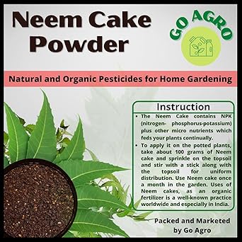 GO AGRO Neem Cake (Neem Khali) Pure and Organic Manure Fertilizer, Pesticides, Insecticides, Micro-nutrients Plant Food and Pest Repellent For Home Gardening Plant Nursery (3 KG)