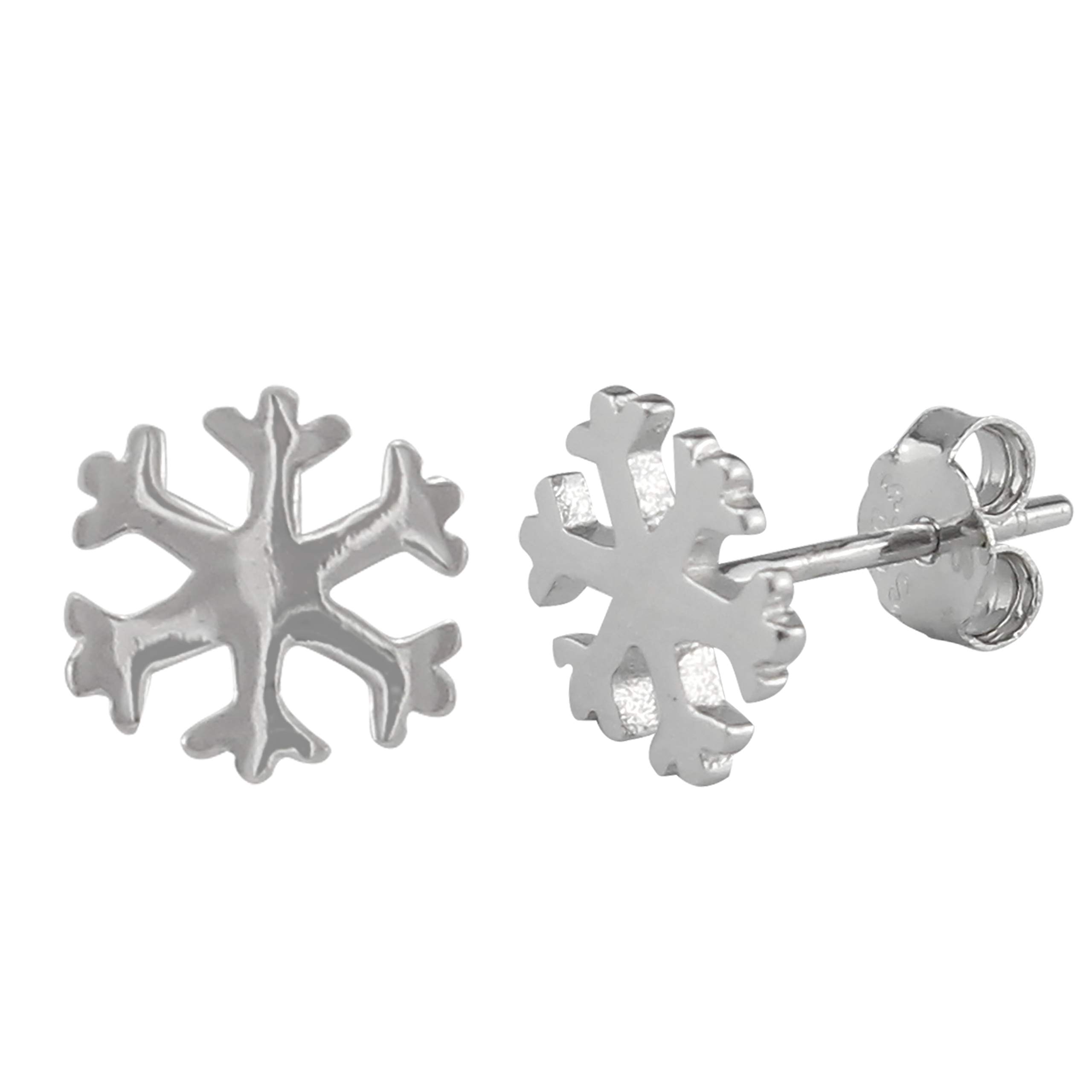 Serebra Jewelry Snowflake Snow Stud Earrings Jewellery 925 Sterling Silver Christmas Winter Crystal