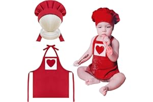 KHC-KHF Baby Photography Prop Chef Hat Apron Newborn Photograph Prop Chef Photo Props Costume Adjustable Strap for Boys and Girls Infant Twins