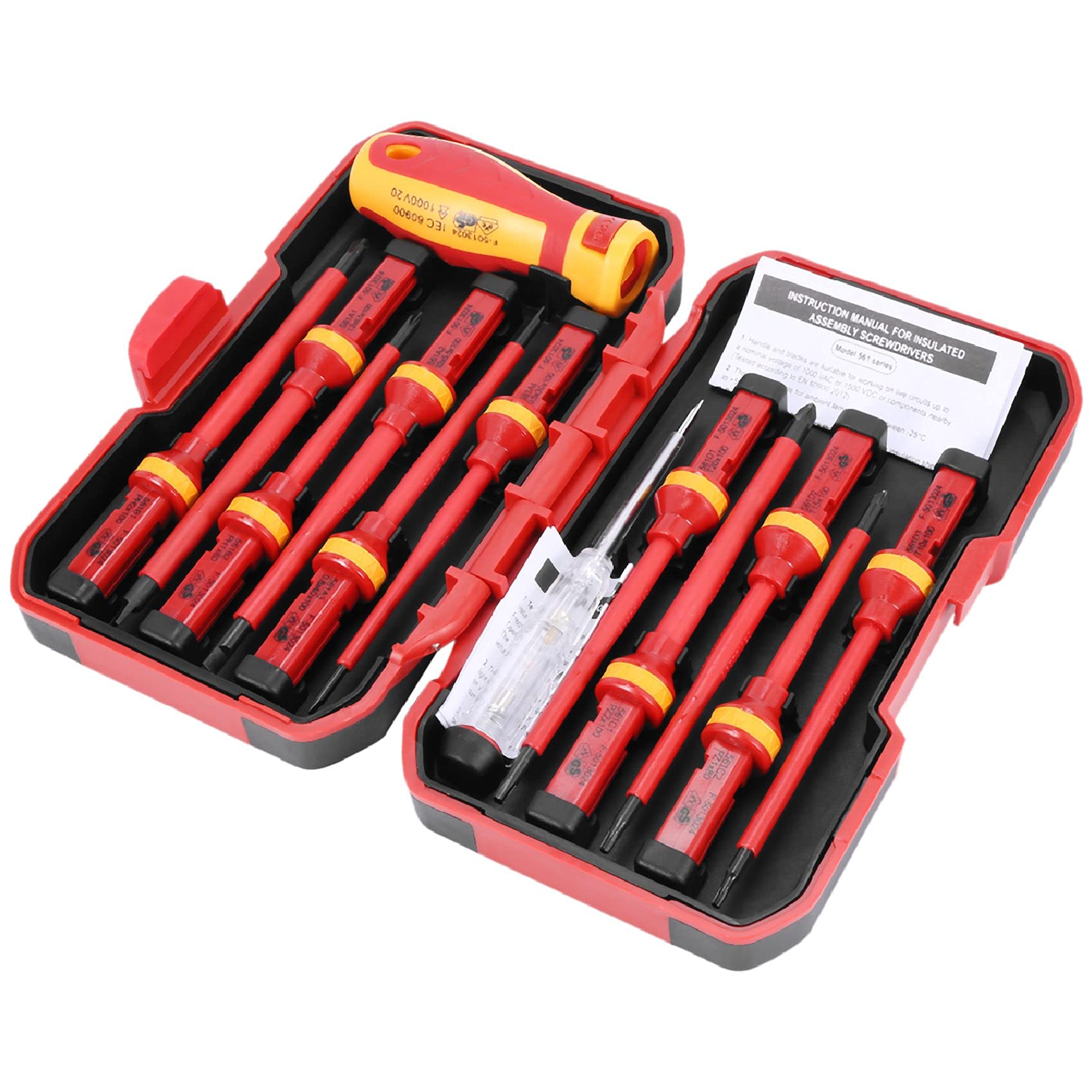 Cucioki 13 Pcs VDE Insulated Screwdriver Set -V High Voltage 1000V Magnetic Slotted Torx Screwdriver Hand Tools