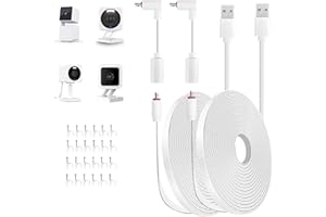 AYIIFEI 20FT Power Extension Cable for Wyze Cam v4, Wyze Cam Pan v3, Wyze OG, Wyze Cam v3, and v3 Pro Indoor/Outdoor, Waterproof Flat Micro USB Charging Power Cord for Security Camera 2 Pack