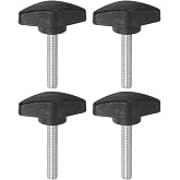 HARFINGTON 4pcs Tee Wing Knobs Thumb Screws M6 x 35mm Standard Male Thread Plastic T Knobs Handles Hand Clamping Knobs Grip Thumbscrew, Black