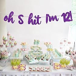 Oh S*it I’m 12! Banner Backdrop Glitter Purple