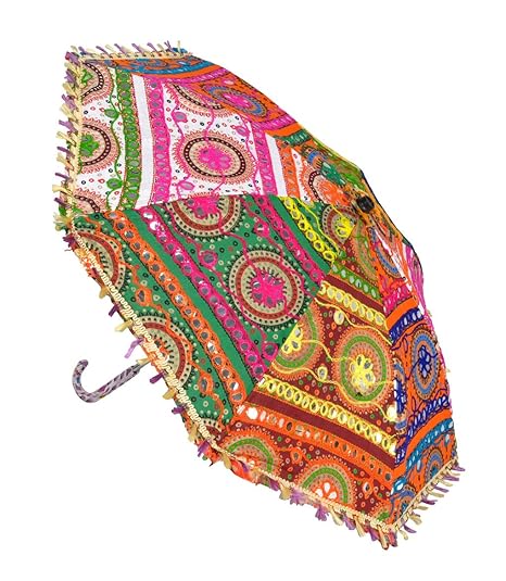 Lal Haveli Handmade Embroidery Work Design Hand Open Umbrella 21 x 26 inches