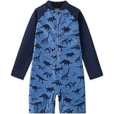 AIWUHE Boys one Piece Swimsuit Zipper Rash Guard Kids Long Sleeve Bathing Suits UPF 50+ Sun Protection Swimwear 2-9Y