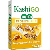 Kashi GO Protein Cereal, 10g Protein, 10g Fiber, Honey Almond Flax Crunch, 17.7oz Box (1 Box).