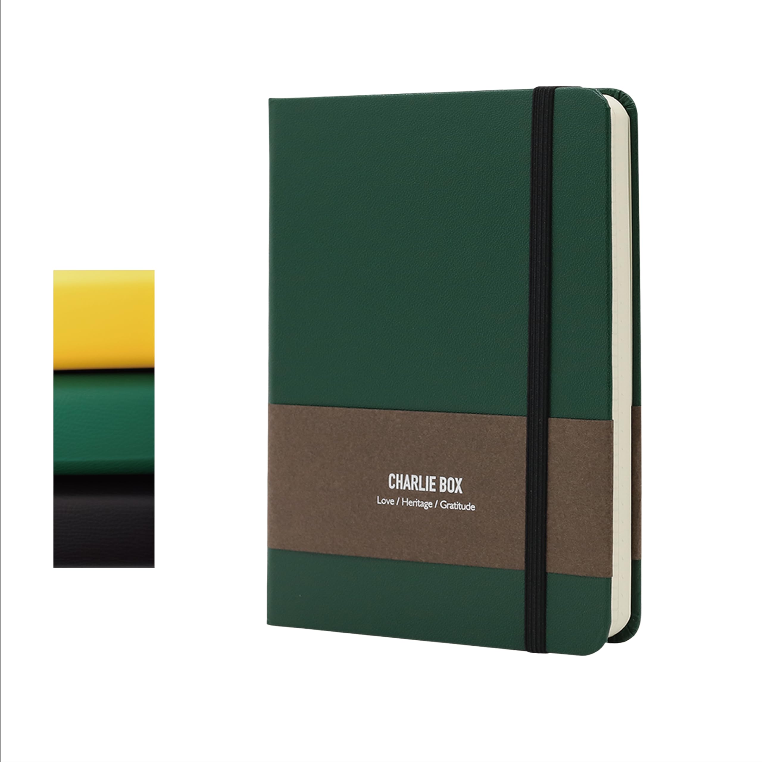 TUNJILOOL A5 Leather Journal Notebook - Dotted/Grid/Blank Pages, 100GSM Thick Paper, Water-Resistant Cover, Elastic Closure & Inner Pocket