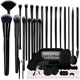 GZIXBDA 48PCS Makeup Brushes for Women, Both Home and Travel Set,Black | Ultra-soft synthetic bristles:foundation,powder,concealers,blush,eyeshadow application, eye blending and cleaning accessories