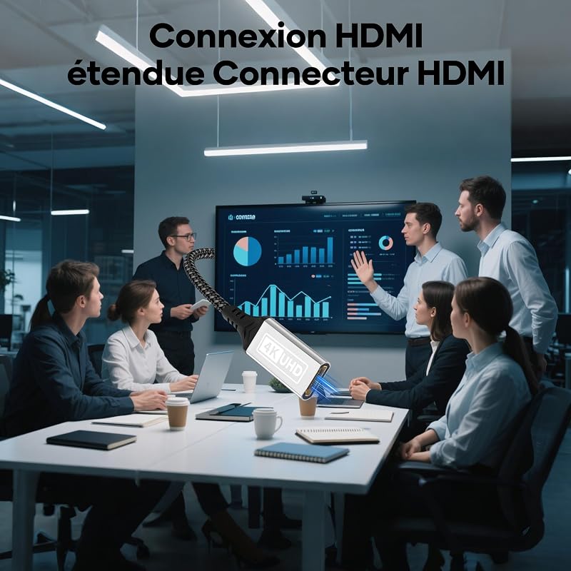 Câble d'extension HDMI 2.0,1m 4K@60Hz et 2K@144 Hz,câble en nylon tressé mâle vers femelle,haute vitesse 18 Gbit/s,UHD ARC HDR HDCP 2.2,compatible avec TV Stick,HDTV,PS5 et PS4. — photo 6 sur 7