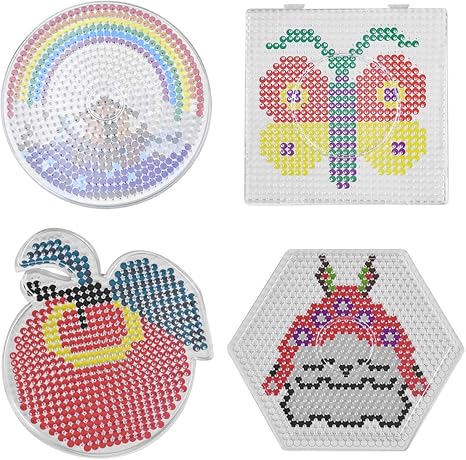 Amazon アイロンビーズプレート4枚 パーラービーズプレート 透明 接続可能 手芸用品 手作り素材 アイロンペーパー付き 四角形1枚 六角形1枚 丸形1枚 りんご形1枚 ワッペン アップリケ 通販