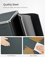 SONGMICS 2 x 15L Double Bin Pedal Waste Recycling Kitchen Bin Greenish Grey view 3
