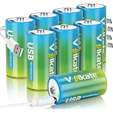 volkate 8 Pack Rechargeable Lithium C Cell Batteries, 1200+ Cycles | 1.5V Size C Li-ion Battery with 4 in 1 USB-C Charging Cable for Toys, Trash Can, Flashlights, Fire Alarm, Clocks