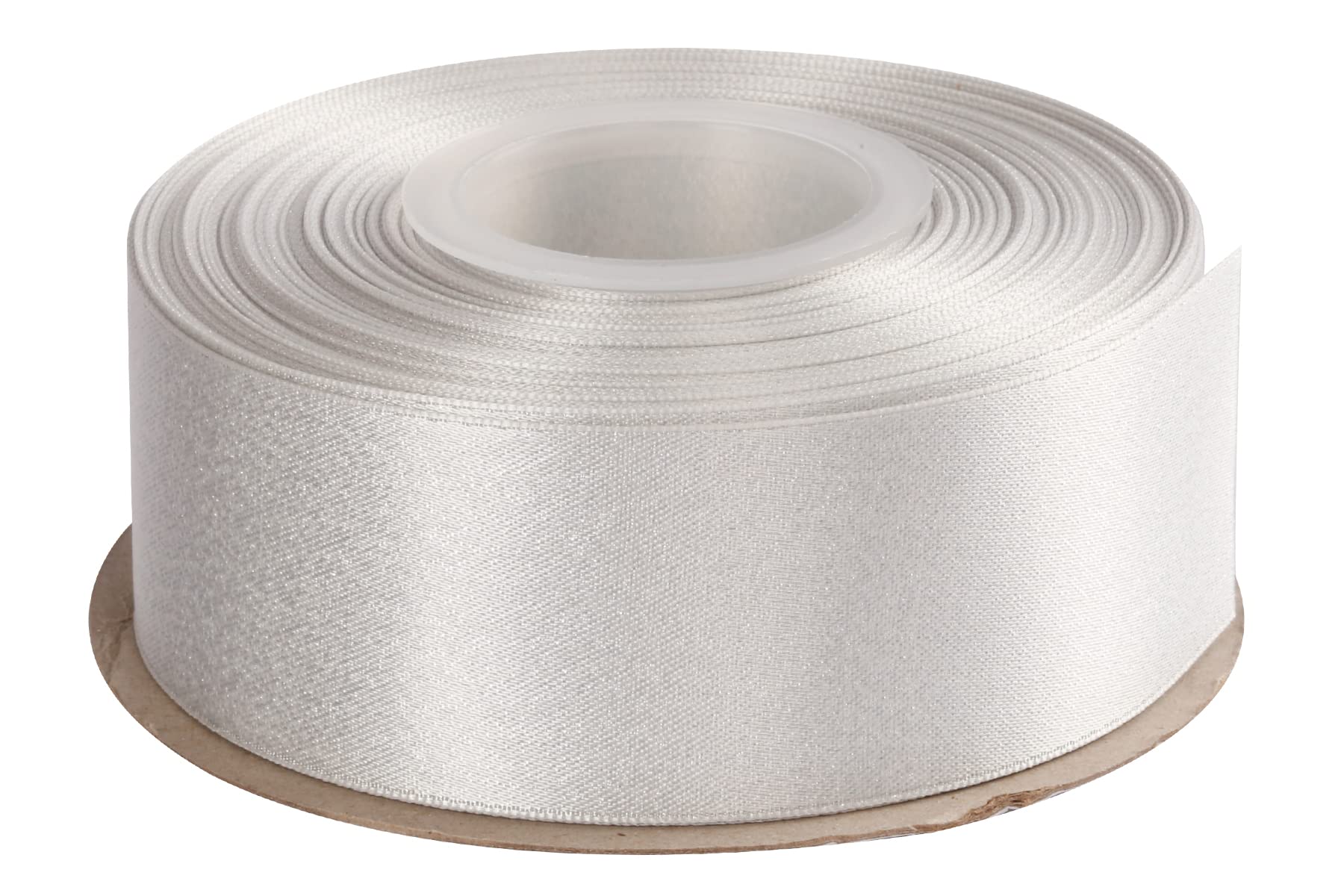 Joycrosso Off White Double Faced Glitter Ribbon, Luxury Silver Purl Ribbon, 38mm x 22 Meters, Great for Gift Wrapping Wedding Decoration Floral Arrangement