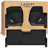 LASFIT Floor Mats for Ford F250 F350 F450 2017-2026 Crew Cab Front Bucket Seat | Rear W/Fold-Flat Storage Carpet Floor Super Duty All Weather Protector TPE Car Floor Liner, 1st & 2nd Row, 3pcs Black