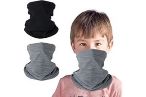 KGC 2 Pack Kids Neck Warmer Gaiter,Fleece Windproof Winter Face Mask Scarf Bandana Face Cover for Boys Girls Outdoor Sports