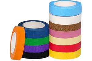 FgTnYh 12pcs Colored Tape Set DIY Crafts Writable and Easily Tearable 1.5cm*13m for Arts Journal Supplies Scrapbook Card Gift