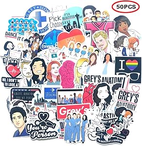 50pcs Grey's Anatomy TV Show Fans Stickers-Funny Waterproof Vinyl Stickers for Laptops, Hydro Flasks,Water Bottles,Computers,Phone,Skateboard