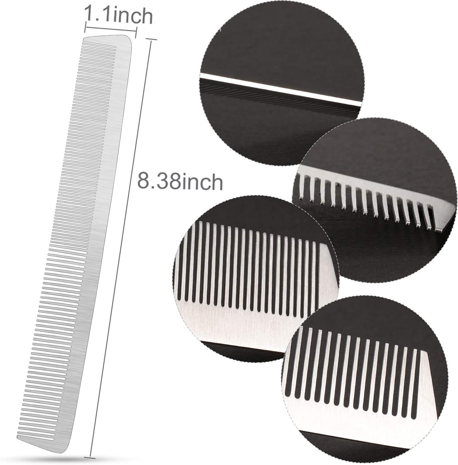 3 Pieces Metal Barber Combs Stainless Steel Hair Comb Fine Cutting Hair Styling Hairdressing Salon Detangler for Women and Men - Image 4