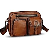 Genuine Leather Messenger Bag for Men Briefcase Vintage Leather Crossbody Shoulder Bag Satchel Purse