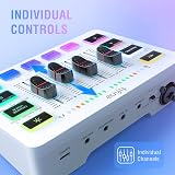 FIFINE SC3 White Audio Interface with RGB Lights Four Channel XLR Mic Input view 3