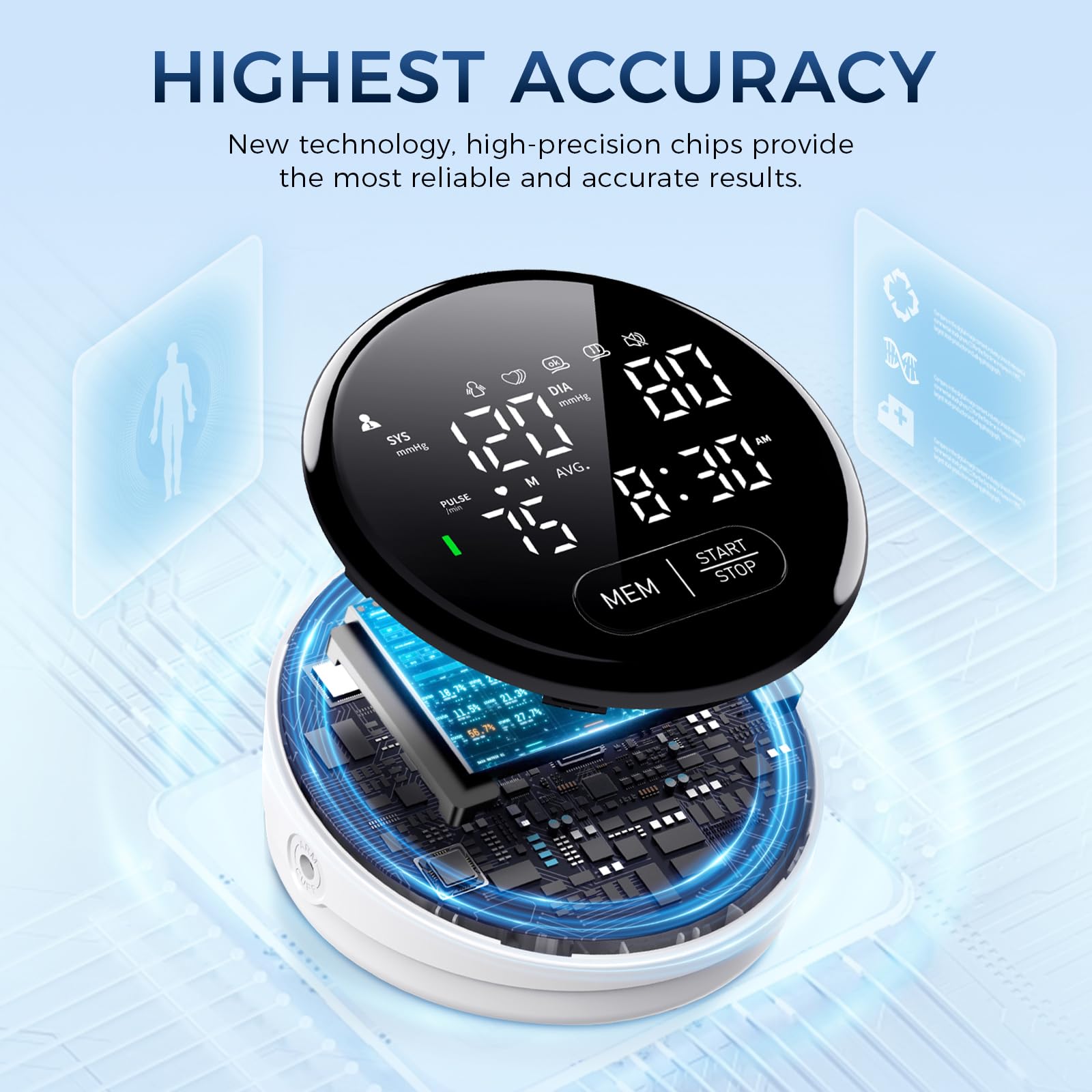Blood Pressure Monitor Upper Arm Automatic Monitors for Home Use Adjustable 8.7