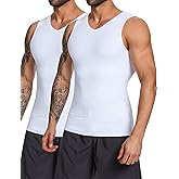 MISS MOLY 2 Pack Gynomastica Tummy Control Undershirt V Neck Compression Shirt for Men Slimming Vest Tank Tops Shapewear