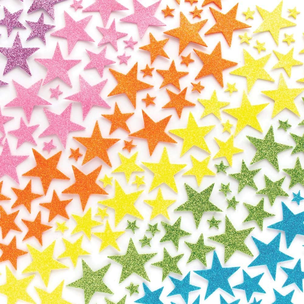 Baker Ross Pastel Glitter Star Stickers - Pack of 200, Easter Crafts, Craft For Kids (AX701)
