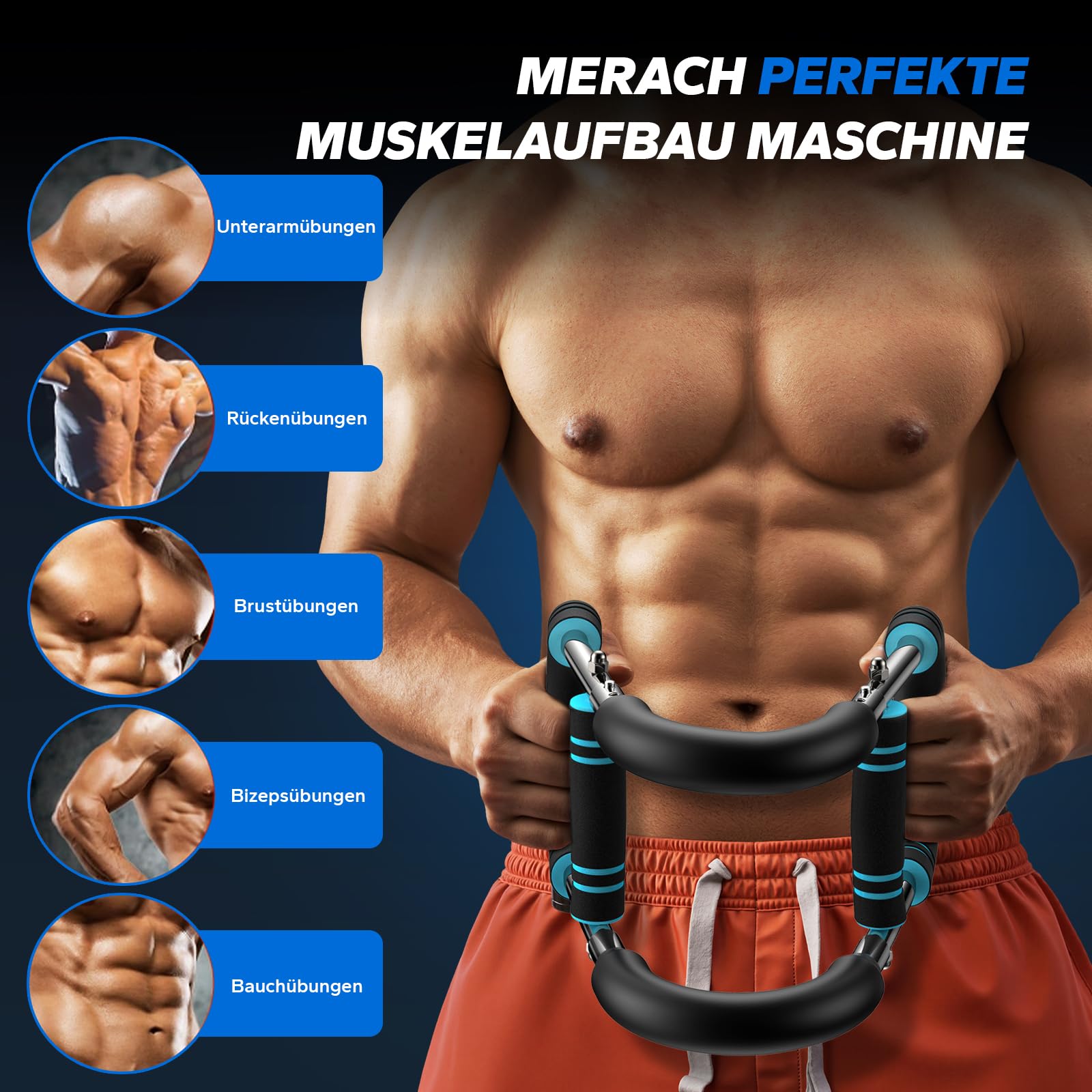 MERACH Twister Armtrainer, 27-50 kg Verstellbares Brusttrainingsgerät, Abnehmbarer Armtrainer für Krafttraining, Tragbares Arm-Trainingsgerät, Übungen für Arme, Brust, Schultern und Rücken, Schwarz 7