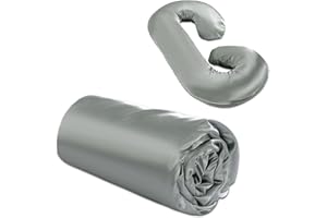 BALAPET Silky Satin Pregnancy Pillow Cover (ONLY Pillowcase), C Shaped Large Luxurious Smooth Maternity Pillow Cover with Hidden Zip, Soft & Breathable Pillow Protector for Side Sleeper, Dark Grey