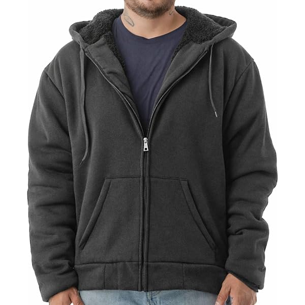 1826 Men's Ultra Soft Sherpa Lined Hoodie - Full Zip Fleece Lining