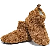 Hayeabi Toddler Kids Lightweight Winter Fuzzy Warm Indoor Outdoor House Slippers Non-Slip Grip Comfy Home Floor Shoes for Boys Girls