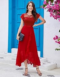 BeryLove Prom Dresses for Women Wedding Guest Ruffe