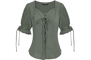 Scarlet Darkness Renaissance Shirts for Women Summer Plus Size Lace-up Tops