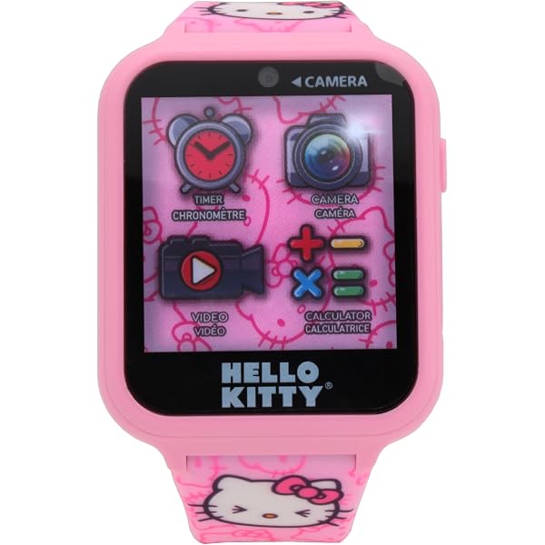 Montre Bracelet Hello Kitty LED Luxe - Cadran Argenté, Bracelet PVC Rose | Neuve Sans étiquette | Pour Fille/femme