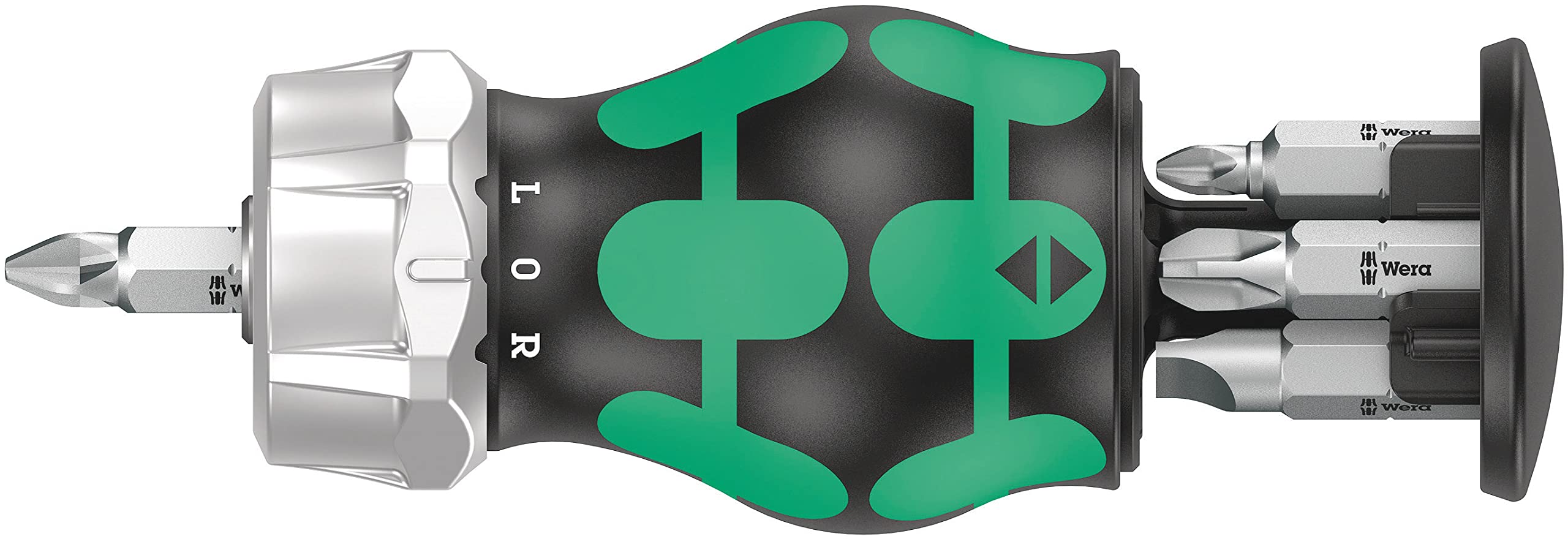 Wera 05008885001 Kraftform Kompakt Stubby Magazine RA 3, Stubby Ratchet Screwdriver with Bit Magazine, 6 Pieces