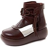 Sttiyaf Women's High Top Leather Sandals Platform Summer Booties for Women