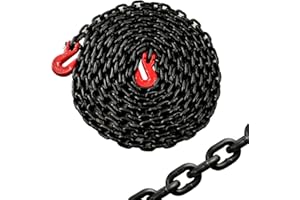BIGREAT Heavy Duty G80 Transport Binder Chain 5/16'' Inch x 20 Feet,Tow Chain with G70 Clevis Grab Hooks,4900 lbs Safe Working Load Logging for Transporting, Towing(5/16'' x 20FT Black).