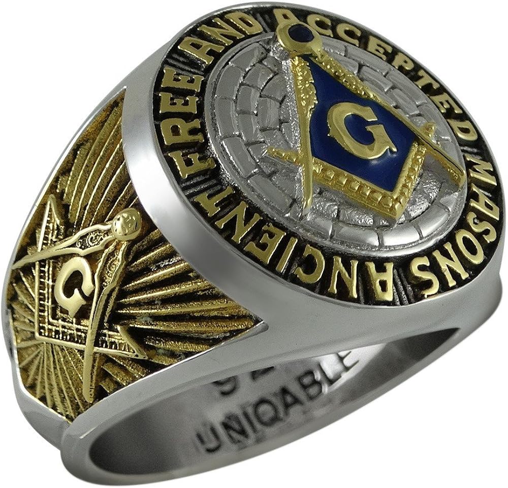 Ancient Free and Accepted Masons Masonic Sterling Silver 925 Mason 18k